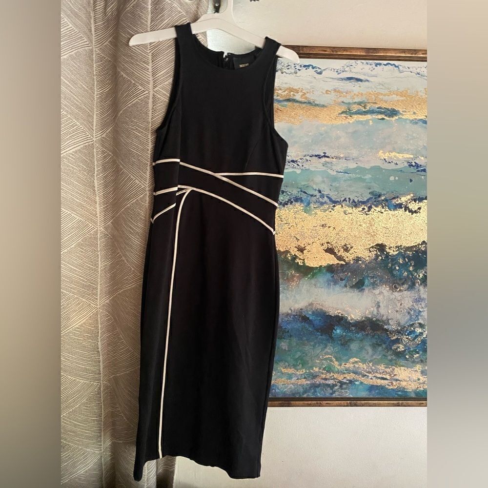 Anthropologie Maeve black sleeveless dress a. half leg size 2